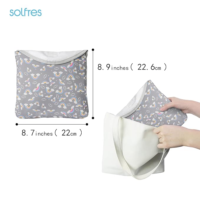 Dual-Belt Baby High Chair Cover, Upgrade Version, for Wooden or Restaurant High Chair, Sturdy and Robust Material, Waterproof Washable Stain and Slip Resistant, Gray Rainbow