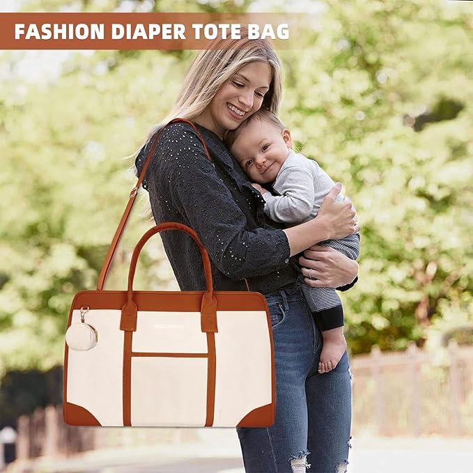 BOLOSTA Diaper Bag Tote for Women, Diaper Bag Tote with Changing Pad, Large Capacity Mommy Bag for Hospital and Weekender