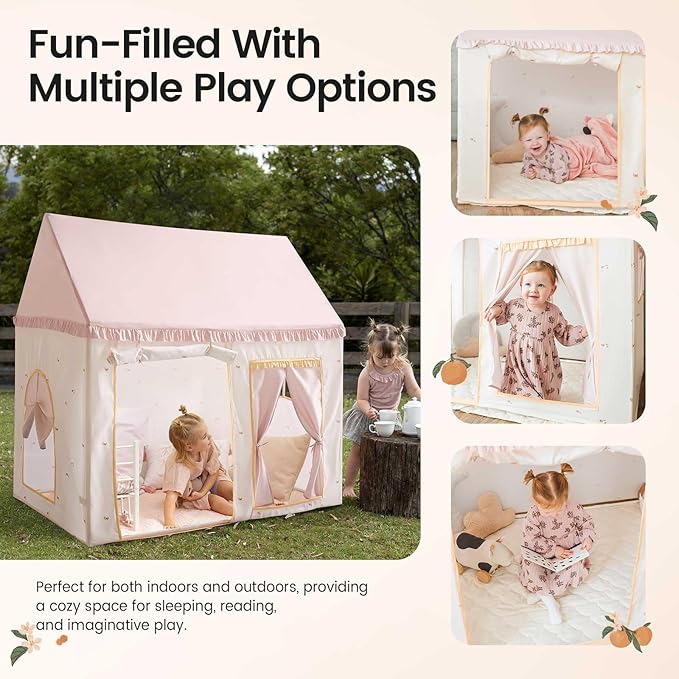 Tiny Land Kids Tent with Mat, Kids Play Tent for Toddlers, Playhouse for Kid Indoor, Ideal Toy Gift for 3+ Girls, Play Room Furniture