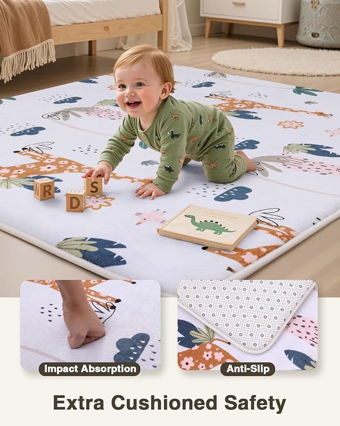 Baby Play Mat for Floor,1.2" Thick 50x50 Playpen Mat,Safe Padding Tummy Time Mats for Babies and Infants Toddlers,Cushioning Foam Mats for Kids Crawling,Non-Slip Baby Playmat,Yoga,Tatami,Nursery Rug