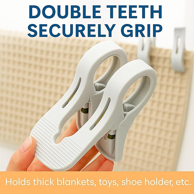 2/3 / 6 Pack Heavy Duty Cruise Towel Clips – Large Beach Chair Clips with 5cm Wide Jaw, Strong Spring Grip & Textured Anti-Slip Teeth for Cruise Ship, RV, Pool, Balcony (Blue,Small*3pcs)