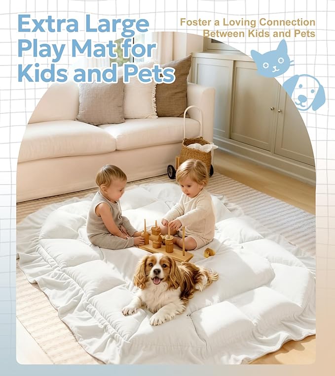 Mallify 5-in-1 Plush Baby Play Gym, Baby Play Mat, Convertible Baby Gym with Blanket and 6 Toys, Tummy time mat, Baby Activity Center from Newborn to Toddler,Baby Gym,Ball Pit,Newborn Essentials,White