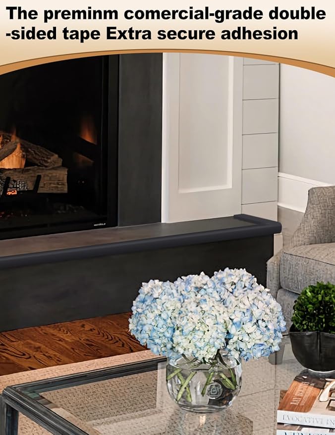 Arinbeb Foam Corner Protector for The Fireplace Hearths Edge and Corner Guard, with Retardant Materials Foam Safety Bumpers Baby Proofing (Black)