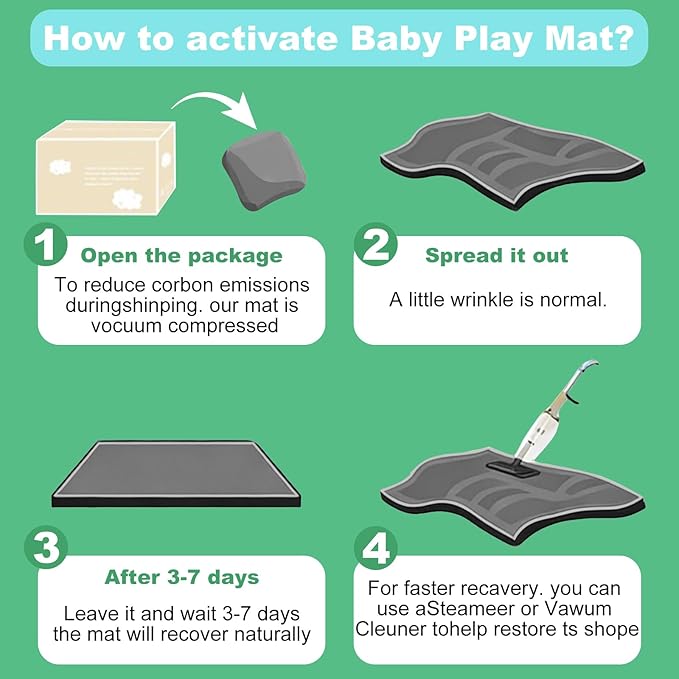 1.3" Thick Baby Play Mat for Floor, Elasti-Foam 71x59 Playpen Mat, Water Repellent Ultra Soft Coral Velvet Tummy Time Crawling Mats for Kid Toddlers Infants, Non-Slip Backing Safe Alphabet Zoo