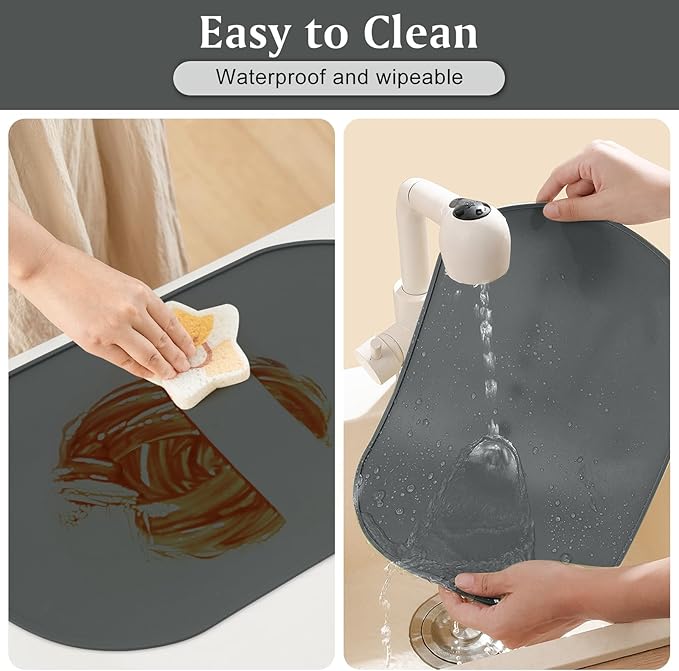 Silicone Placemat Set of 2, Heat Resistant Placemats for Dinning Table, Reusable Portable Kids Baby Placemats, Waterproof Stain-Proof Toddler Food Mats, Easy to Clean Silicone Mat Oval Placemat