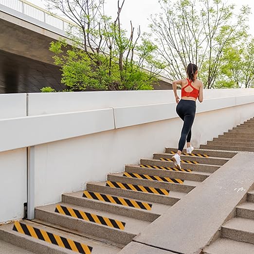 Anti Slip Traction Tape, 4 Inch x 35Ft Non Skid Safety Tape Outdoor Waterproof Grip Tape for Stairs Heavy Duty Anti Slip Warning Tape for Outdoor Stairs Step Treads Ramps Boats Pool- Yellow/Black
