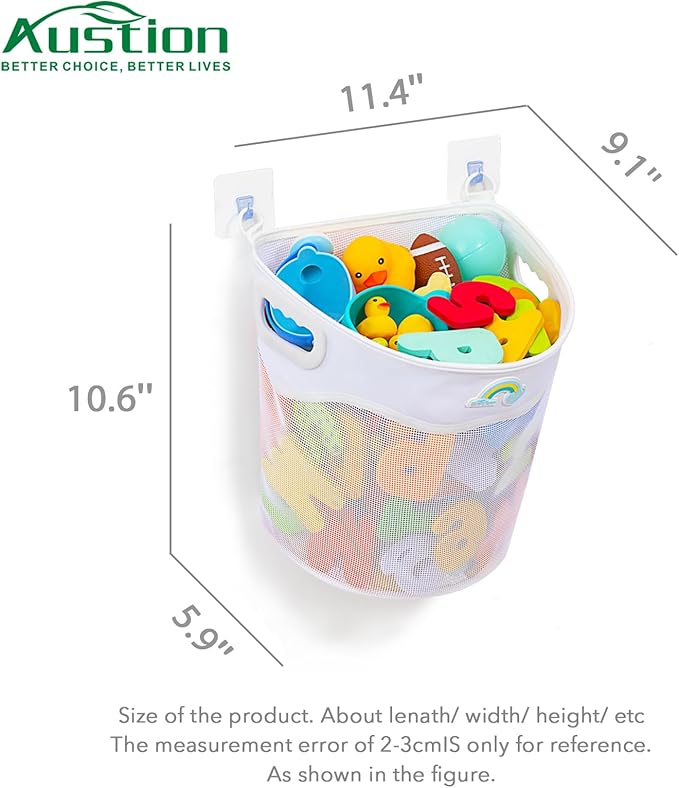 Quick-Fetch Way Mesh Bath Toy Holder, Wide Opening and Large Capacity Bath tub Toy Storage for Easy Access to Toys, Space-Saving Wall-Mounted Bath Toy Organizer, Quick Dry Bathtub Toy Holder