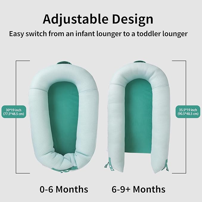 Baby Lounger, Deluxe Infant Lounger, Baby Nest Cover for Baby, Breathable Cotton, Newborn Essentials for Baby 0-12 Months (Greener)