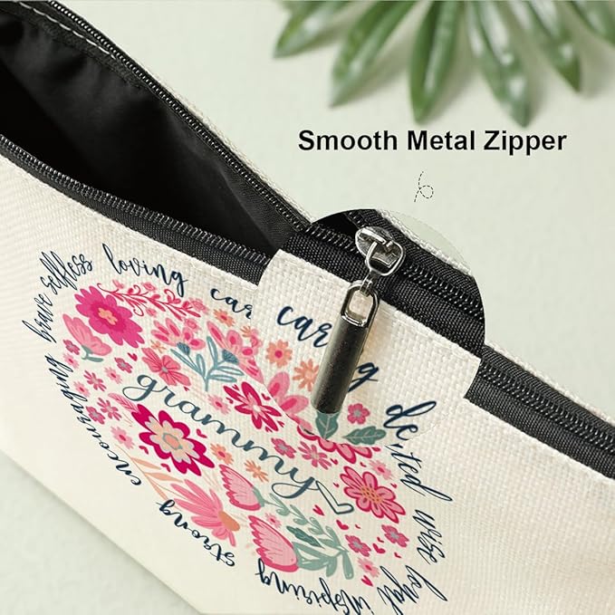 Grammy Grandma Gifts Makeup Bag, Grandma Birthday Gifts, Funny Christmas Retirement Mothers Day Gift for Women Gigi Granny Cosmetic Bags,Abstract Floral Zipper Pouch Travel Toiletry Bag Organizer