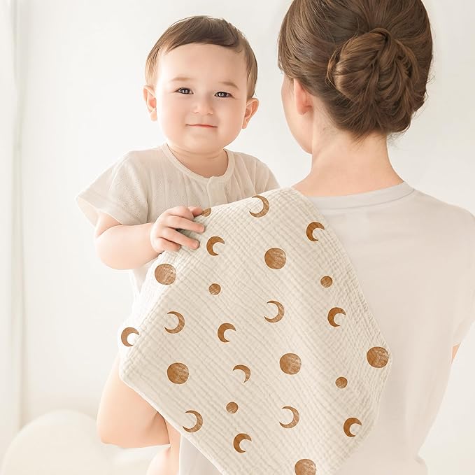 Susurration Muslin Burp Cloths for Infant Boy Girl 5 Pack, 100% Cotton Burping Cloths for Babies Burp Rags 23.6 * 23.6 inch, Baby Essentials Gifts-White