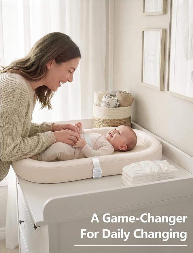 Wipeable Baby Changing Pad, Changing Pad Babies for Dresser Waterproof Standard Size in 30.7” * 15.7” for Diaper Changing on Table (Oatmeal)