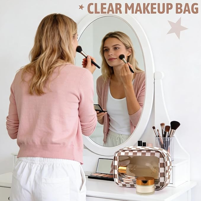 YOPCDJ 5PCS Diaper Bag Organizer Pouch Set, TSA Approved Toiletry Bag, Clear Waterproof TPU Makeup Bag Set Travel Organizer Bags for Women and Kids