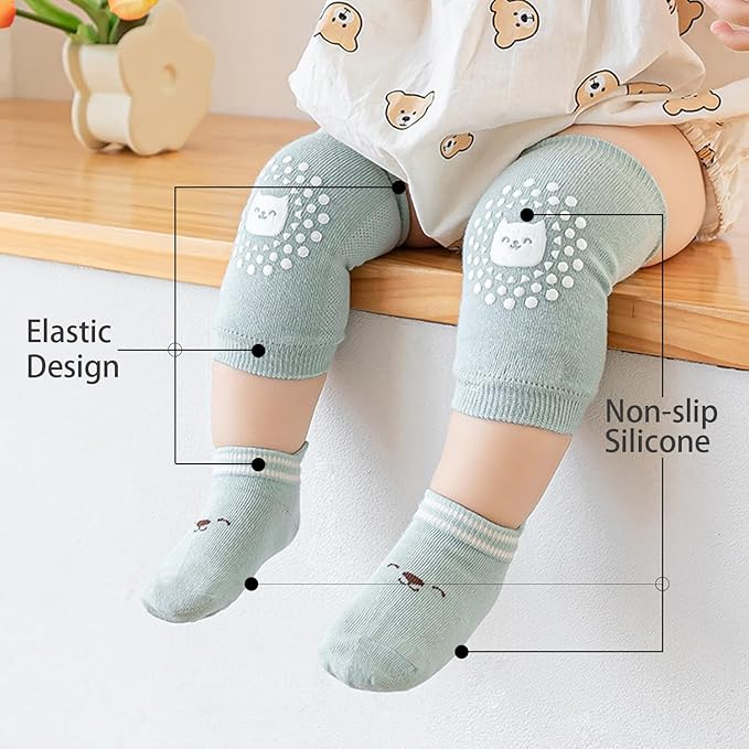 TFTSR Baby Knee Pads for Crawling (3 Pairs) and Baby Socks for Walking (3 Pairs), Walking Protector for Toddler Kid Girls Boy