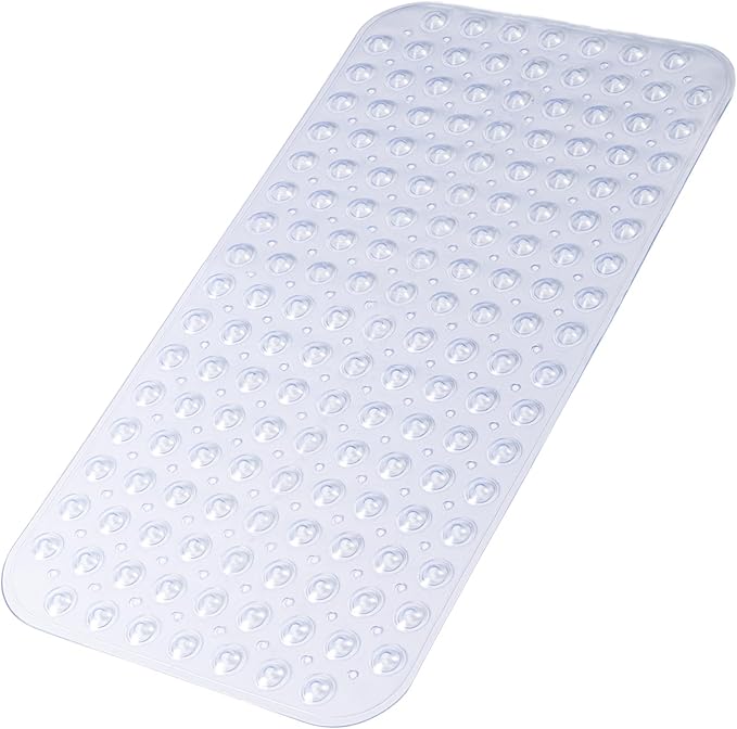 Bathtub and Shower Mats, 28 x 15 Inch Non-Slip Bath Mat, Machine Washable Bath Tub Mat with Suction Cups & Drain Holes for Bathroom, Beige