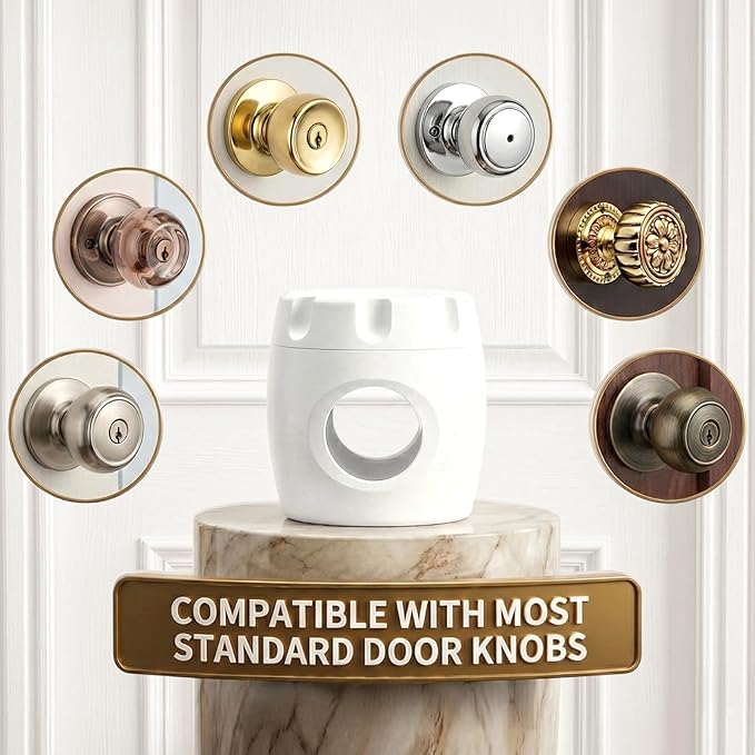 Child Proof Door Knob Covers (4 Pack), Dual-Lock Baby Safety Locks for Toddlers, Easy Install, Durable & Non-Toxic, Fits Standard Round Knobs