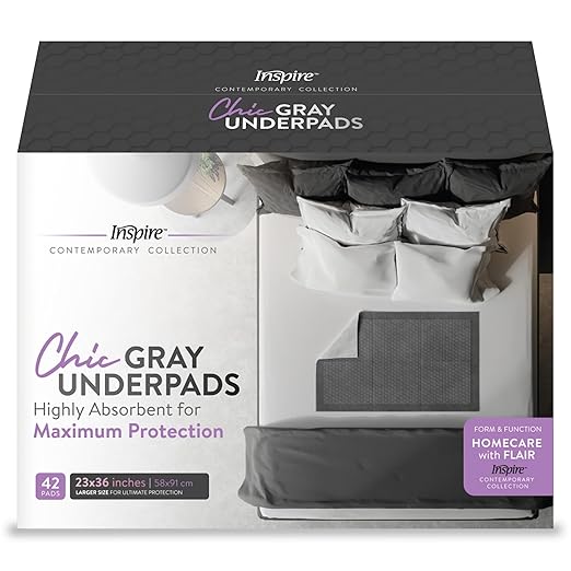 Inspire 42 Count 23” x 36” Ultra Absorbent Underpads for Incontinence Waterproof Bed Pads | Leakproof Quick Drying | Hospital Bed Pads Disposable Adult | Mattress Protector XXL Chucks Pads