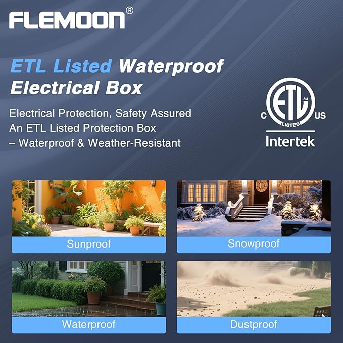 Flemoon Outdoor Extension Cord Safety Cover with Waterproof Protector Seal, Weatherproof Electrical Connection Box, Brown
