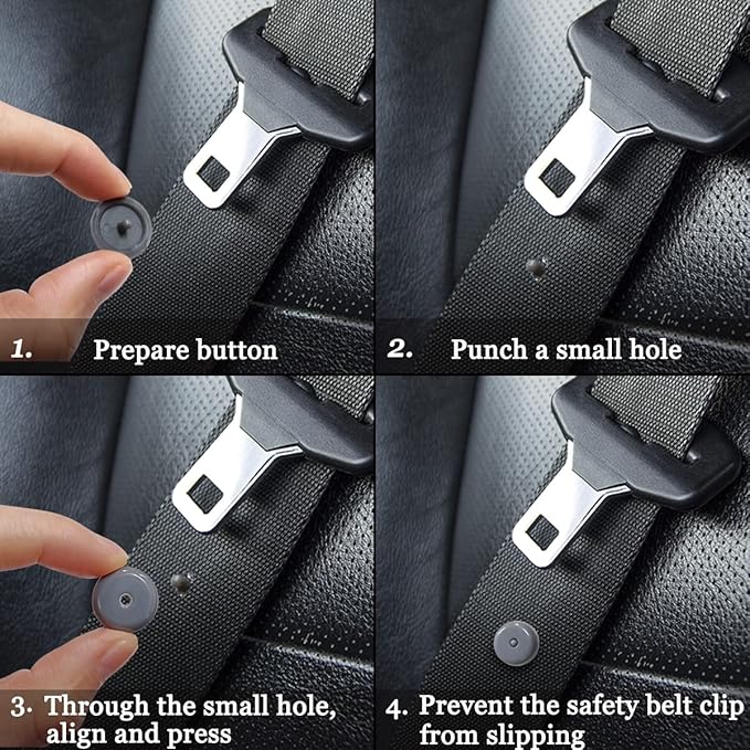 5 Sets Universal Fit Seatbelt Stopper Kit, Snap-on Seat Belt Button Stop, Seat Belt Buckle Button Prevent Plastic Seat Belt Button Buckle Clip Stop From Sliding Down The Belt(Grey)