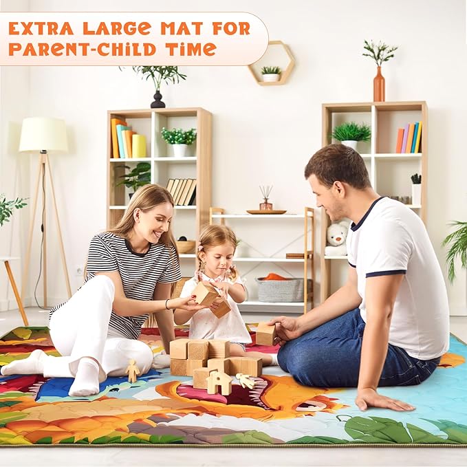Baby Play Mat for Floor 59 * 71 inch, Extra Thick Soft Cushioning Foam Mat for Kids, Non Slip & Washable Crawling Mat for Toddler, Padded Play Mat for Baby Tummy Time