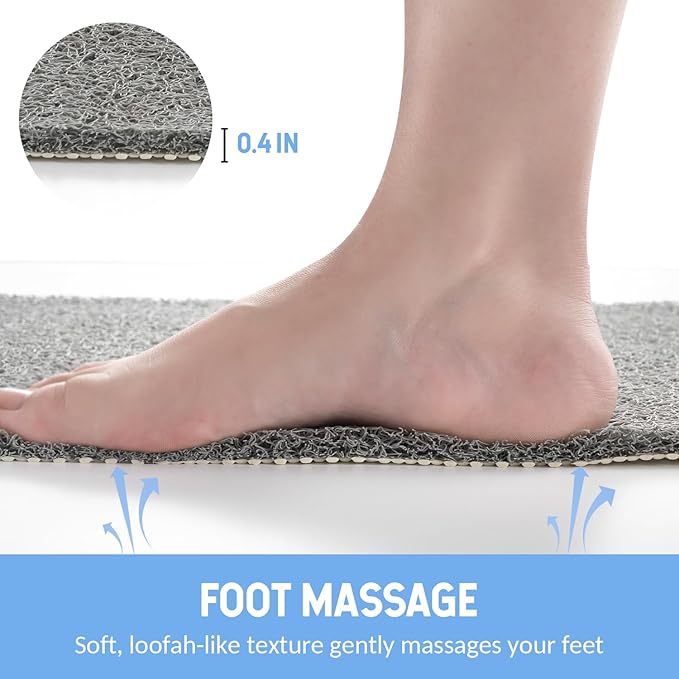 Hargiis Non Slip Bathtub Mat, Anti Slip Shower Mat, Quick Drying Bath Tub Mats, Foot Scrubber Mat, Anti Slip Mat for Tub, Floor, Bathroom, Home, Kitchen, Hotel (Grey 32"x17")