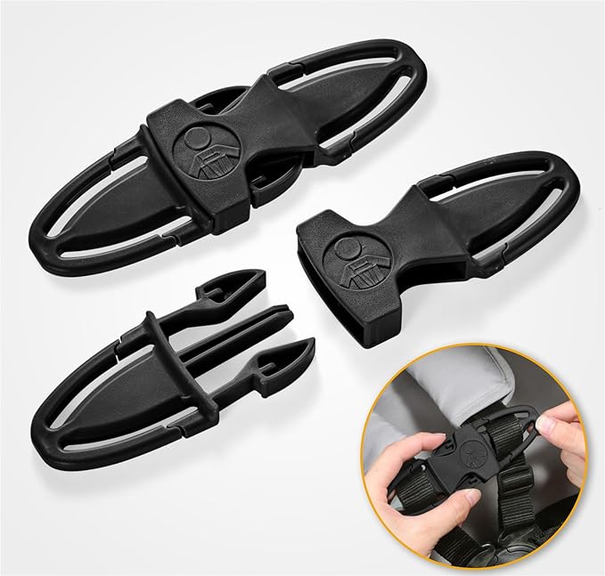 Child Car Seat Chest Harness Clip Replacements Universal Replacement for Kids, Toddler, Stroller, baby essentials, baby Car Seat Accessories, Black, Rectang ( 6.93" x 3.98" x 0.87")