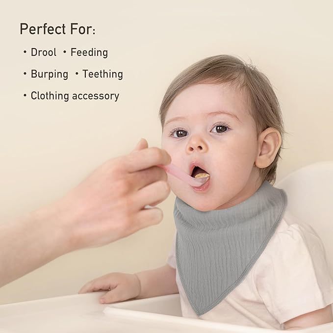 CIVARUA KIDS Muslin Baby Bibs 8 Pack, Baby Bandana Drool Bib for Drooling and Teething, Cotton Soft Absorbent for Girls Boys