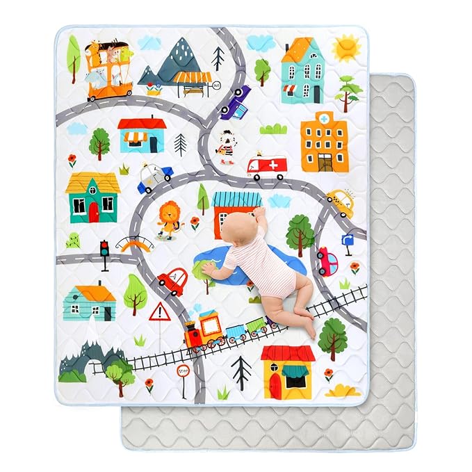 Baby Play Mat, Toodler Floor Mat 59 x 71 inch, Extra Thick Foam Non-Slip Washable,Crawling Cushion for Tummy Playing
