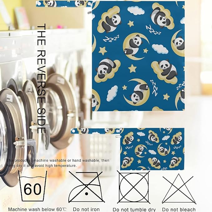 visesunny Panda Sleeping On Clouds Moon 2Pcs Wet Bag with Zippered Pockets Washable Reusable Roomy Diaper Bag for Travel,Beach,Daycare,Stroller,Diapers,Dirty Gym Clothes,Wet Swimsuits,Toiletries