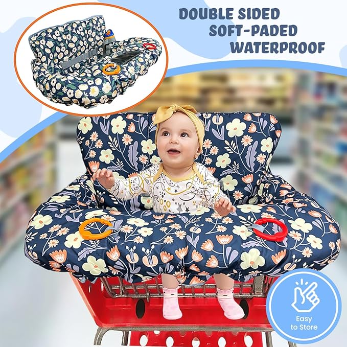 Shopping Cart Cover for Baby and Toddler, Waterproof Grocery Cart and High Chair Cover, Soft Padded Cart Cover for Babies, Universal Fit for Costco, Target and Restaurant High Chairs