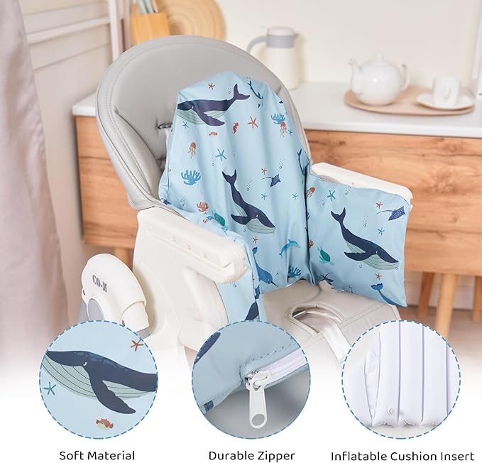 High Chair Cushion with Cover Pad for IKEA Antilop Babies Toddlers Inflatable & Reversible Built-in Inflatable Cushion