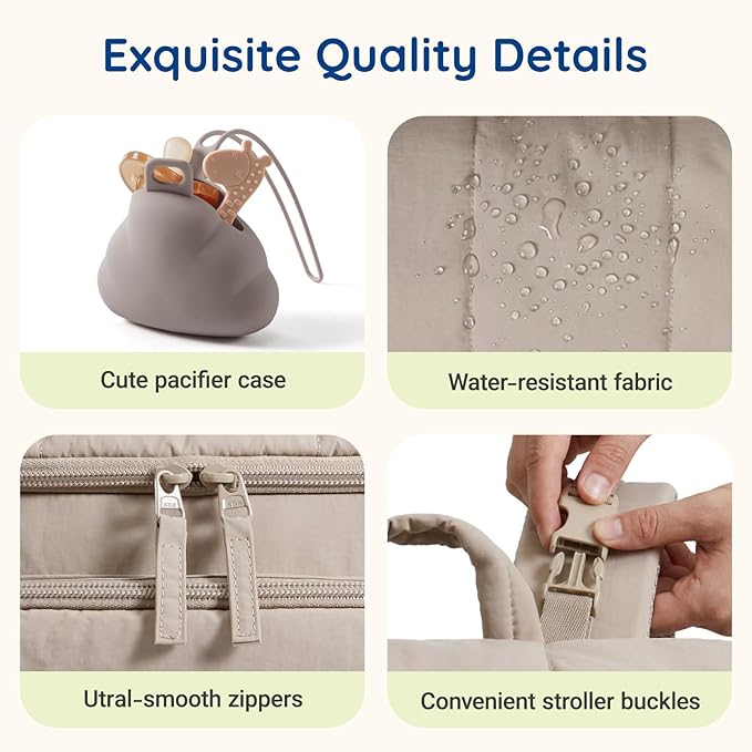 mommore Diaper Bag Backpack, Baby Bag with Waterproof Changing Pad and Stroller Straps for Toddler, Diaper Backpack for Mom Dads with Insulated Pockets & Pacifier Case, Baby Essential, Coffee