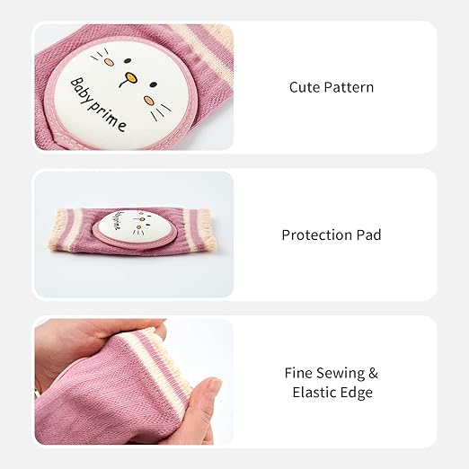 Reidio 2 Pairs Baby Knee Pads for Crawling Breathable Elastic Cotton Crawling Knee Pads Cute Unisex Baby Knee Protector with Sponge Pad for Baby Toddler (Panda & Cat)