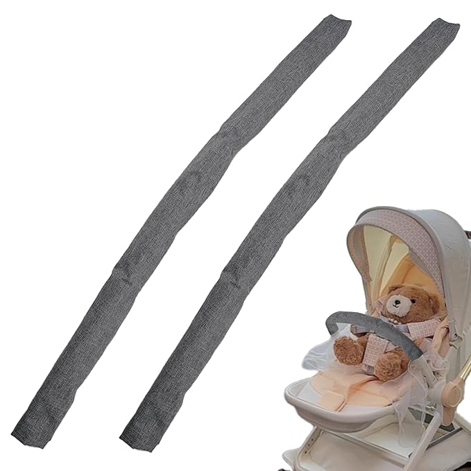 2PCS Stroller Bumper Bar Cover,Pushchair Armrest Handle Protector Cover,Handlebar Cover Replacement Pram Bumper Dustproof Handle Gloves,Removable Universal Protective Grip Bar Covers(Grey)