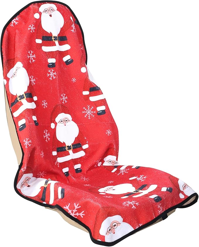 LoyaGour Car Seat Cover Protector Front Seats,for Gym Workout,Running,Swimming,Beach and Hiking,Waterproof Sweat Towel Bucket Seat Covers for Cars SUV Trucks (Santa Claus, 1Pcs)