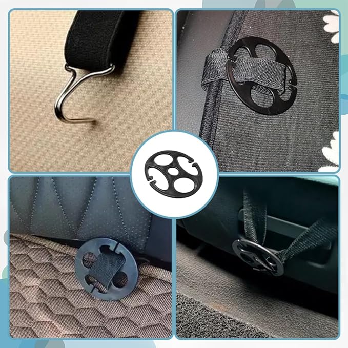 24PCS Car Seat Cover Plum Plate Metal Hooks, 12Pcs Plastic Car Seat Covers Chucks and 12Pcs Metal Hooks Locking Clip Plastic Card Fixed Fastener Buckle for Car (Black)