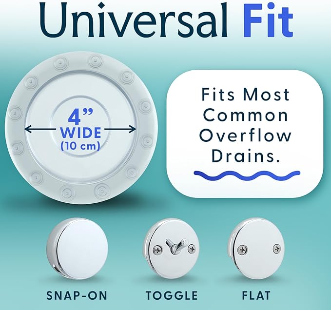 SlipX Solutions Bottomless Bath, Essential Overflow Drain Cover for Bathtub, Best Bath Accessories for Women, Adds Inches of Water to Your Tub for Deeper Soak, 4" Diameter, Clear