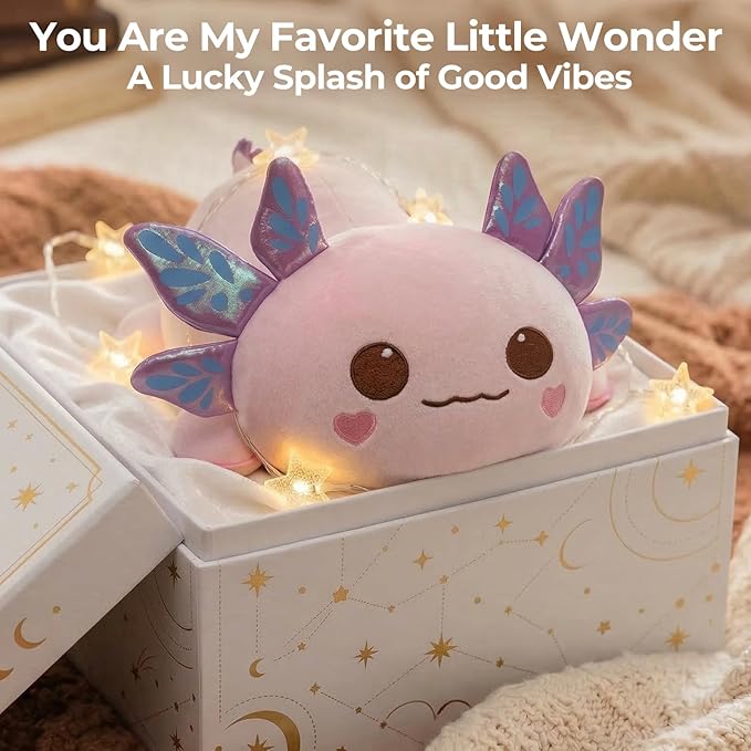 Mewaii Cute Axolotl Plush Pillow, Kawaii Plushies Pink Axolotl Stuffed Animals, Squishy Plushies, Cuddle Plush Pillow for Kids & Girls (13 Inch)