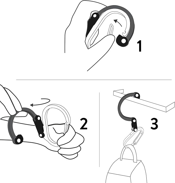 GEAR AID HEROCLIP (Small) Carabiner Gear Clip and Hook, for Hanging Bags, Purses, Lanterns, Strollers, Tools, Helmets, Water Bottles, and More
