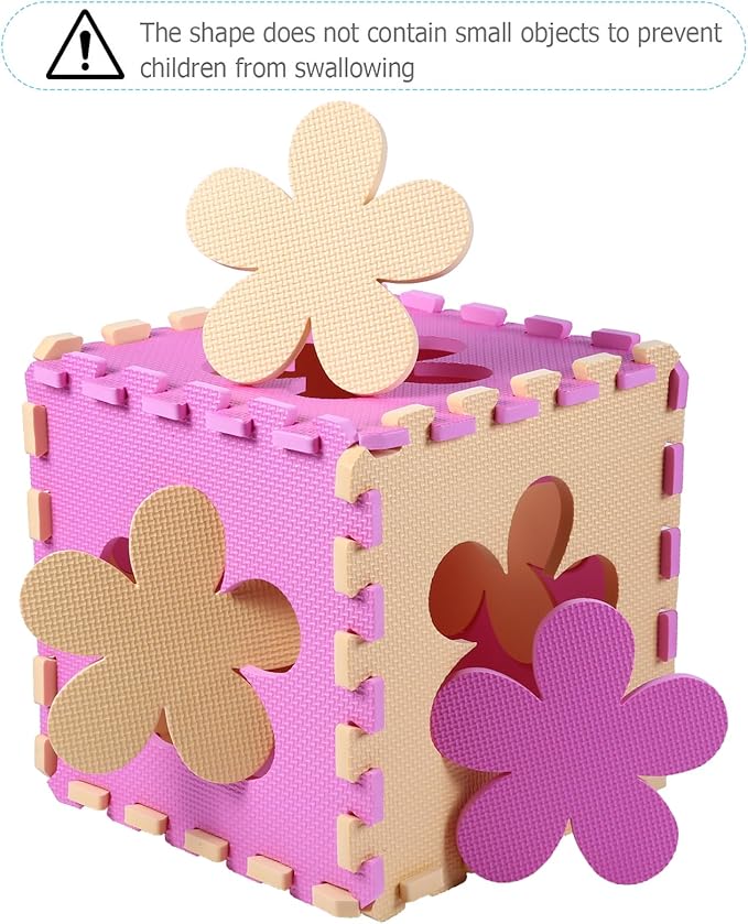 Tamiplay Foam Play Mat for Kids，25Pcs Square Interlocking Puzzle Floor Mat，Baby Play Mat Floor Mat Foam Puzzle Playmat for Toddlers with Fence（Pink Flower-CSH032