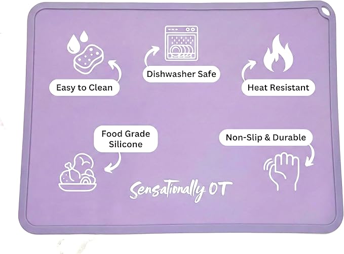 Lavender - Premium Silicone Placemat for Toddlers - Non-Slip, Easy Clean Design, Kids Placemats for Dinning Table, Portable, Perfect Mess-Free Mealtime & Playtime