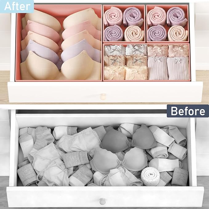 DIMJ Drawer Organizer Clothes Storage - 24 Pack Baby Dresser Organizer for Nursery Closet Organization, Fabric Drawer Organizer Bins for Underwears Socks Bras, Foldable Storage Dividers for Bedroom