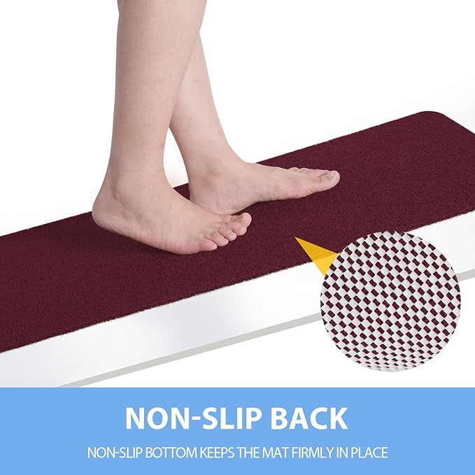 Hargiis Non-Slip Bathtub Mat, Anti Slip Shower Mat, Fast Drying Bathtub Mats, Foot Scrubber Mat, Anti Slip Mat for Tub, Floor, Bathroom, Kitchen, Home, Hotel (Wine Red 40"×28")