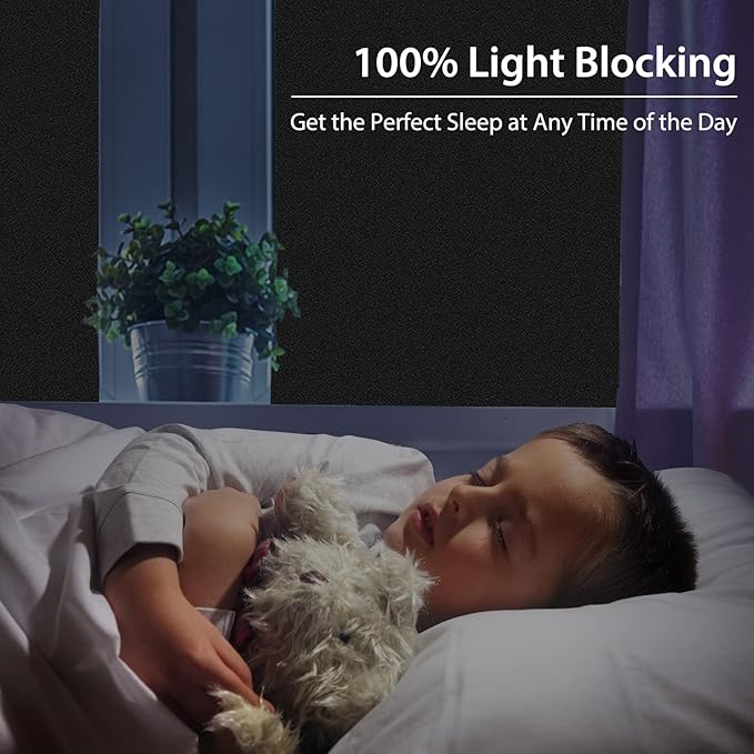 Shackcom Total Blackout Window Film: 100% Light Sun Blocking with Heat Resistant White Side - Room Darkening, Static Cling Film for Privacy & Day Sleep - No Residue, Anti UV Removable(17.5 X 78.7inch)