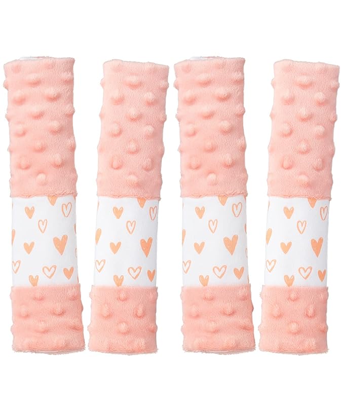 4 Pack Car Seat Belt Straps Cover for Baby Kids,Pink Baby Carrier Straps Covers Stroller Strap Pads Baby Car Seat Belt Neck Covers for Baby(9.8'’X2.2''inch)