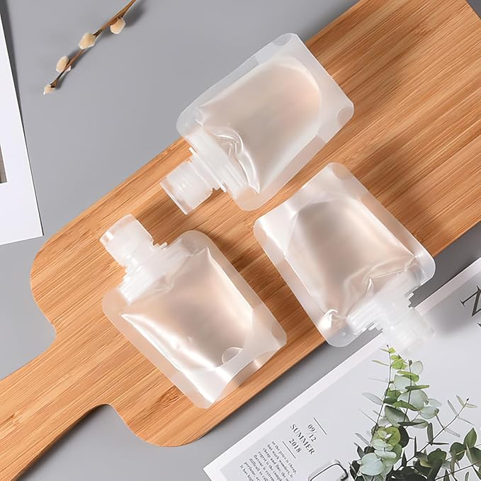 KALLORY Refillable Lotion Bags 15Pcs 30Ml Travel Pouches for Cosmetic Sub-Packing Squeezable Sample Containers for Essence Creams Moisturizers and Toiletries