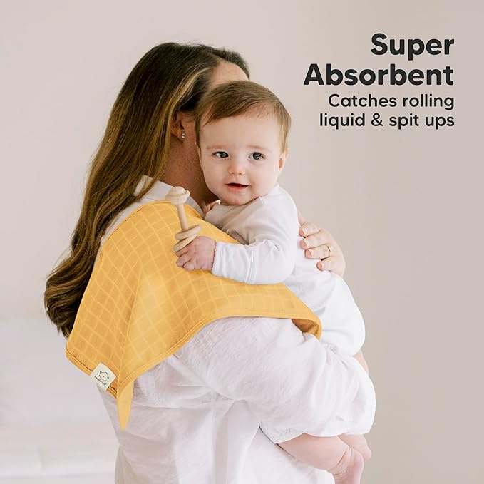 KeaBabies Cotton Muslin Burp Cloths Baby Boy, Girl - 5-Pack Soft & Absorbent Burping Cloth for Babies, Large Baby Towels & Washcloths for Newborn, Spit Up Rags, No Shrink, 20x10" (Phase)