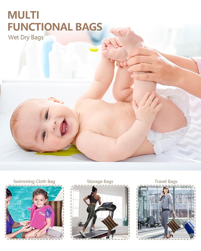 ALVABABY 2pcs Superior Waterproof Wet Dry Bags,Reusable Two Zippered Pockets, baby cloth diaper wet bags,Travel,Beach,Pool,Daycare,Soiled Baby Items,Yoga Gym Bag,wet bag for swimsuit LW4142