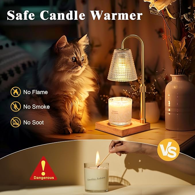 Hong-in Adjustable Candle Warmer Lamp with Timer Dimmer,Birthday Gifts for Women Mom Sister,House Warming Gifts New Home Room Decor,Vintage Wax Warmer for Scented Wax Jar Candles