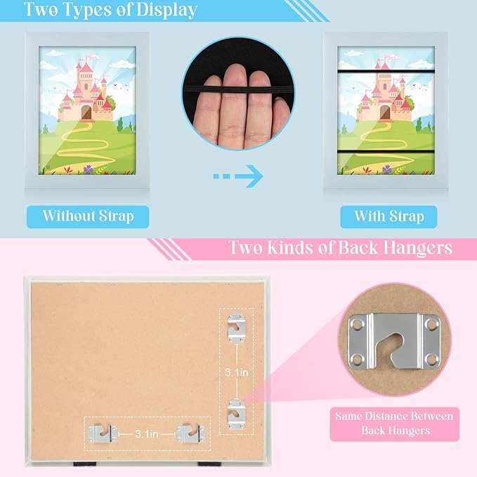 [2-Pack] Kids Art Frames, 8.5x11 Front Opening Kids Artwork Frames Changeable, Light Green Artwork Display Storage Frame for Wall, Holds 50 Pcs, for 3D Picture, Crafts, Children Drawing, Hanging Art,