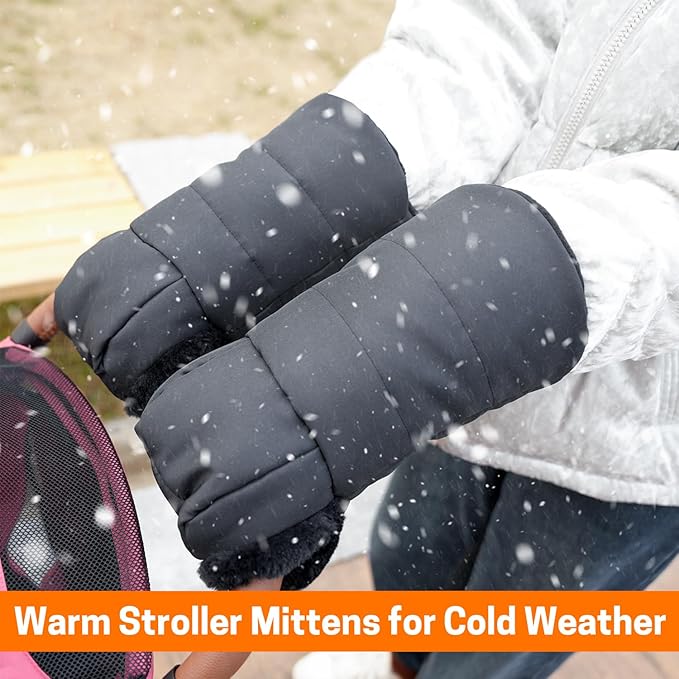 Aurya Stroller Gloves, Universal Stroller Warmmuffs, Winter Anti-Freeze Warm Mittens for Pram, Stroller, Pushchair Handbar